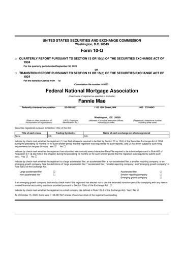 Thumbnail Fannie Mae
 10-Q Quarterly Report FY2020 