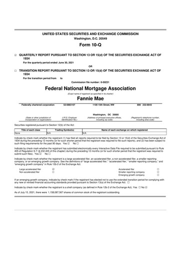 Thumbnail Fannie Mae
 10-Q Quarterly Report FY2021 