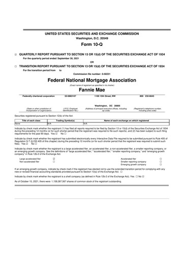Thumbnail Fannie Mae
 10-Q Quarterly Report FY2021 