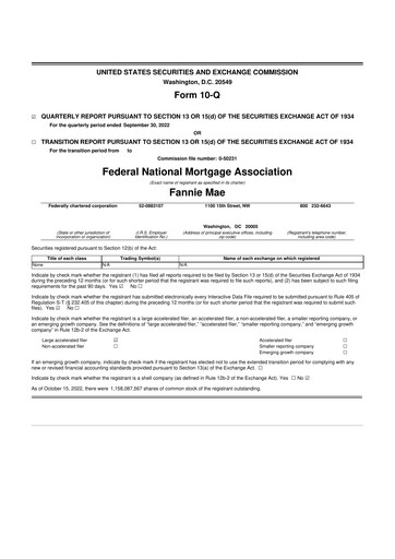 Thumbnail Fannie Mae
 10-Q Quarterly Report FY2022 
