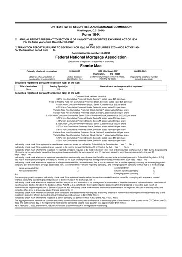 Thumbnail Fannie Mae
 10-K Annual Report 2022