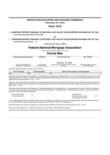 Thumbnail Fannie Mae
 10-Q Quarterly Report FY2023 