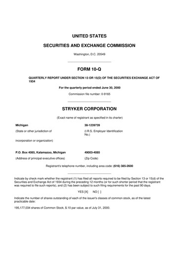 Thumbnail Stryker Corporation 10-Q Quarterly Report FY 