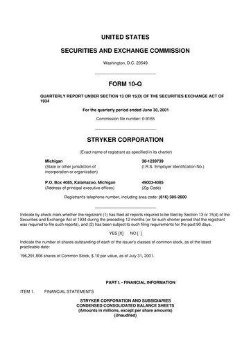 Thumbnail Stryker Corporation 10-Q Quarterly Report FY 