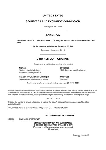 Thumbnail Stryker Corporation 10-Q Quarterly Report FY 