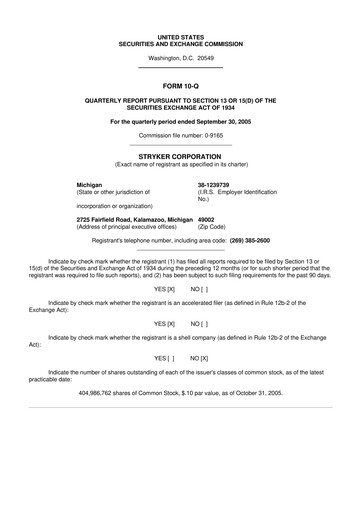 Thumbnail Stryker Corporation 10-Q Quarterly Report FY 