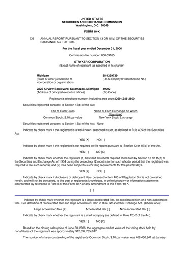 Thumbnail Stryker Corporation 10-K Annual Report 