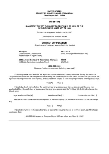 Thumbnail Stryker Corporation 10-Q Quarterly Report FY 