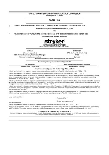 Thumbnail Stryker Corporation 10-K Annual Report 