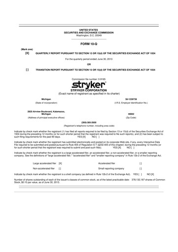 Thumbnail Stryker Corporation 10-Q Quarterly Report FY2013 