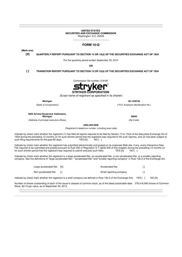 Thumbnail Stryker Corporation 10-Q Quarterly Report FY2013 