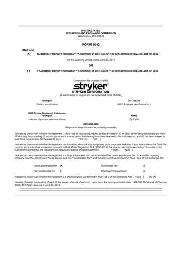 Thumbnail Stryker Corporation 10-Q Quarterly Report FY2014 