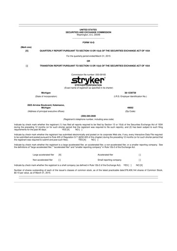 Thumbnail Stryker Corporation 10-Q Quarterly Report FY2015 