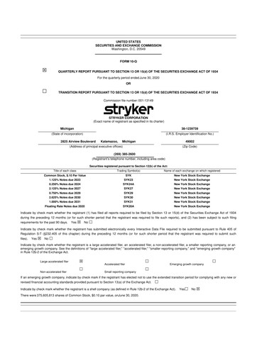 Thumbnail Stryker Corporation 10-Q Quarterly Report FY2020 