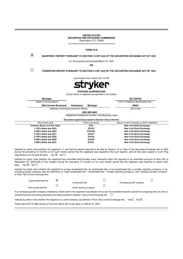 Thumbnail Stryker Corporation 10-Q Quarterly Report FY2021 