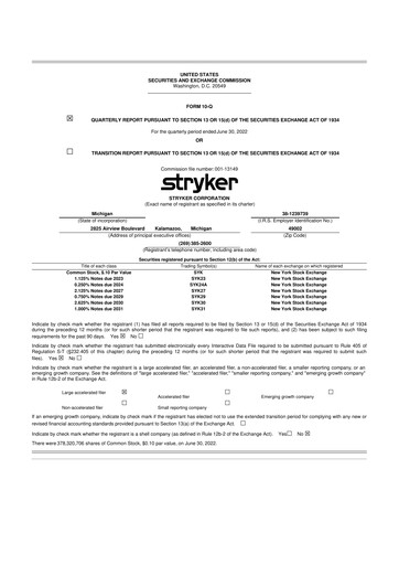 Thumbnail Stryker Corporation 10-Q Quarterly Report FY2022 