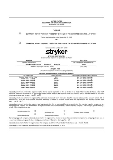 Thumbnail Stryker Corporation 10-Q Quarterly Report FY2022 
