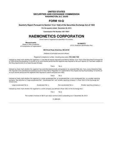 Thumbnail Haemonetics 10-Q Quarterly Report FY2014 
