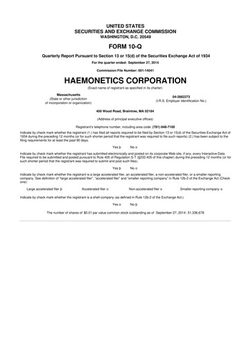 Thumbnail Haemonetics 10-Q Quarterly Report FY2015 