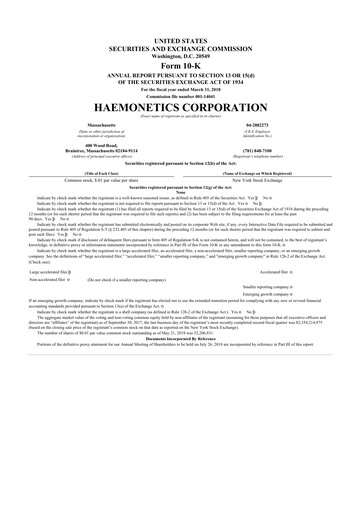 Thumbnail Haemonetics 10-K Annual Report 2018