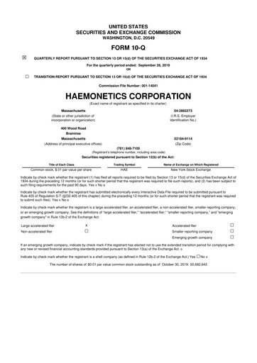 Thumbnail Haemonetics 10-Q Quarterly Report FY2020 