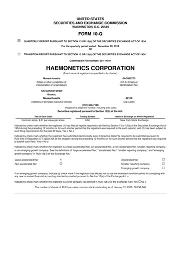 Thumbnail Haemonetics 10-Q Quarterly Report FY2020 