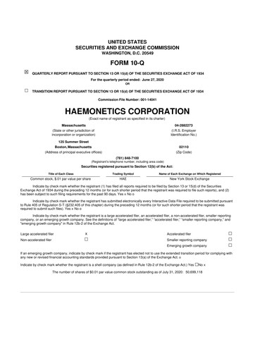 Thumbnail Haemonetics 10-Q Quarterly Report FY2021 
