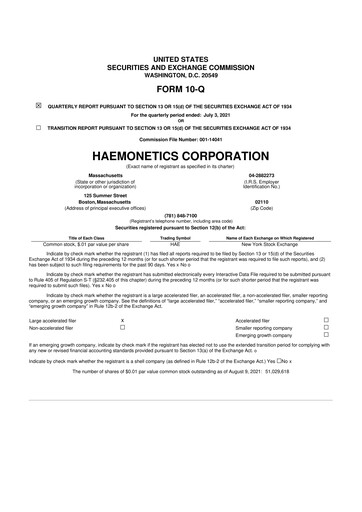 Thumbnail Haemonetics 10-Q Quarterly Report FY2022 