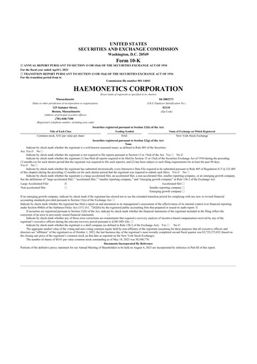 Thumbnail Haemonetics 10-K Annual Report 