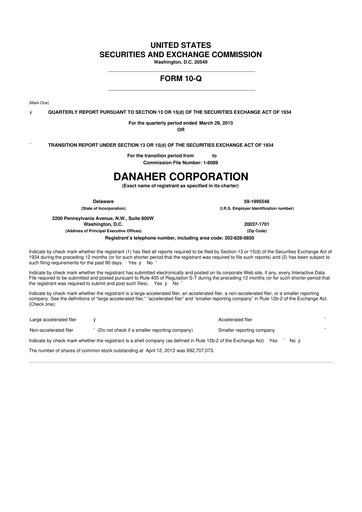 Miniature Danaher 10-Q Rapport trimestriel 2013 