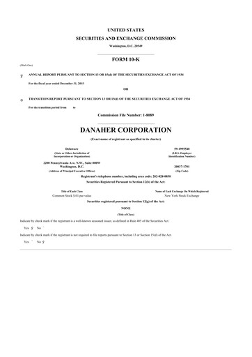 Thumbnail Danaher 10-K Annual Report 2015