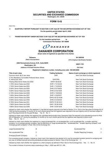 Miniature Danaher 10-Q Rapport trimestriel 2020 