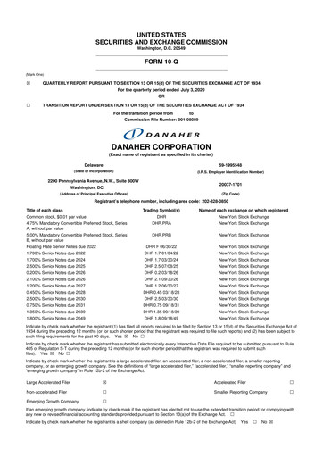 Miniature Danaher 10-Q Rapport trimestriel 2020 