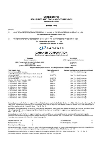 Miniature Danaher 10-Q Rapport trimestriel 2021 