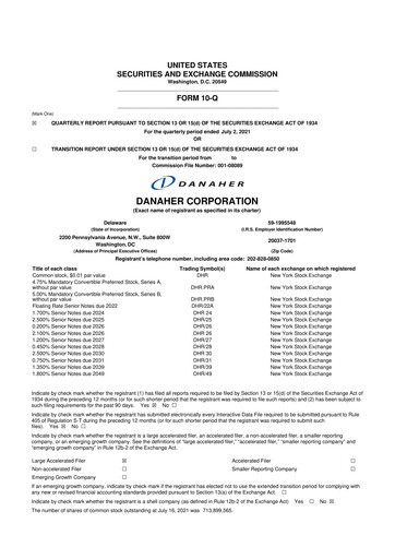 Miniature Danaher 10-Q Rapport trimestriel 2021 