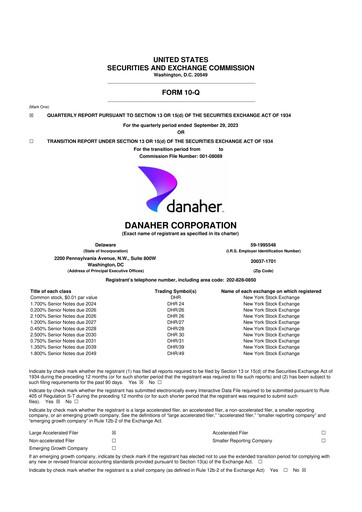 Miniature Danaher 10-Q Rapport trimestriel 2023 