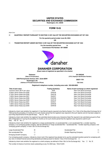 Miniature Danaher 10-Q Rapport trimestriel 2024 