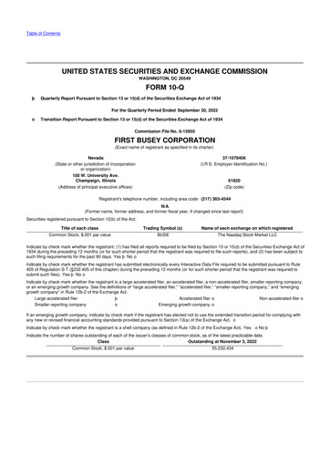 Thumbnail First Busey 10-Q Quarterly Report FY2022 