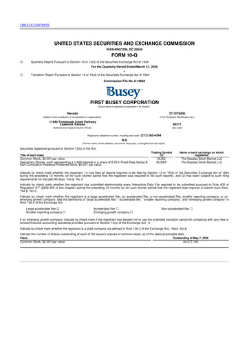 Thumbnail First Busey 10-Q Quarterly Report FY 