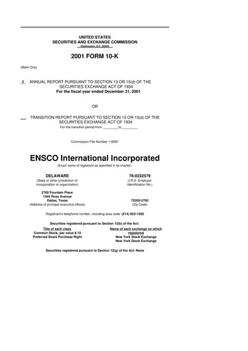 Miniature Valaris 10-K Rapport annuel 2001