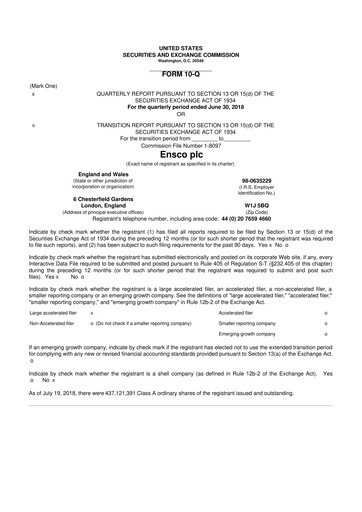 Thumbnail Valaris 10-Q Quarterly Report FY2018 