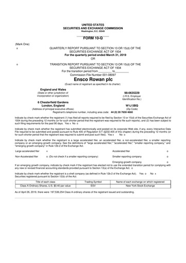 Thumbnail Valaris 10-Q Quarterly Report FY2019 