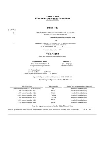 Thumbnail Valaris 10-K Annual Report 2019