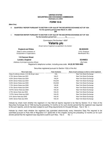 Thumbnail Valaris 10-Q Quarterly Report FY2020 