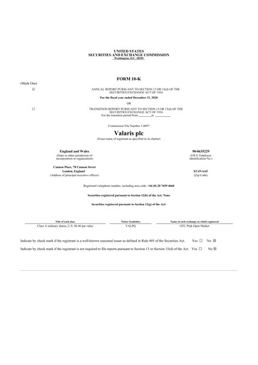 Thumbnail Valaris 10-K Annual Report 2020