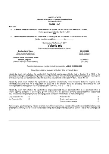 Thumbnail Valaris 10-Q Quarterly Report FY2021 