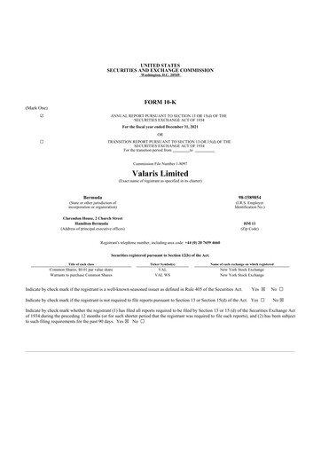 Thumbnail Valaris 10-K Annual Report 2021