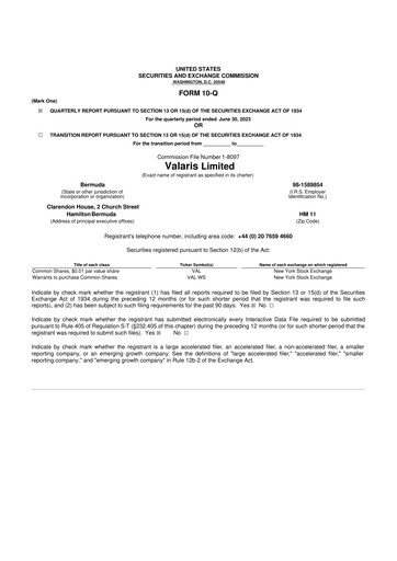 Thumbnail Valaris 10-Q Quarterly Report FY2023 