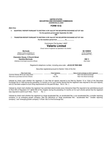 Thumbnail Valaris 10-Q Quarterly Report FY2023 