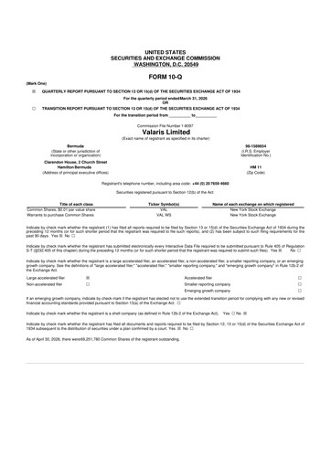Thumbnail Valaris 10-Q Quarterly Report FY 